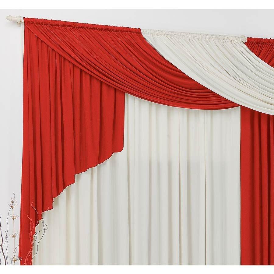 Cortina Elegance - 4,00m X 2,80m Varão Duplo - Vermelho e Palha